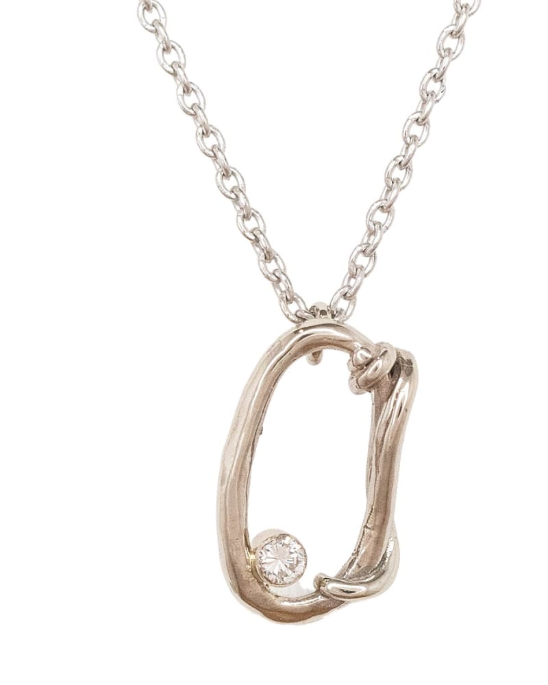 Front of a size O/S Vertical Oval Link With Diamond Necklace in White Gold in White Gold by Heidi Lowe. | dia_product_style_image_id:331176